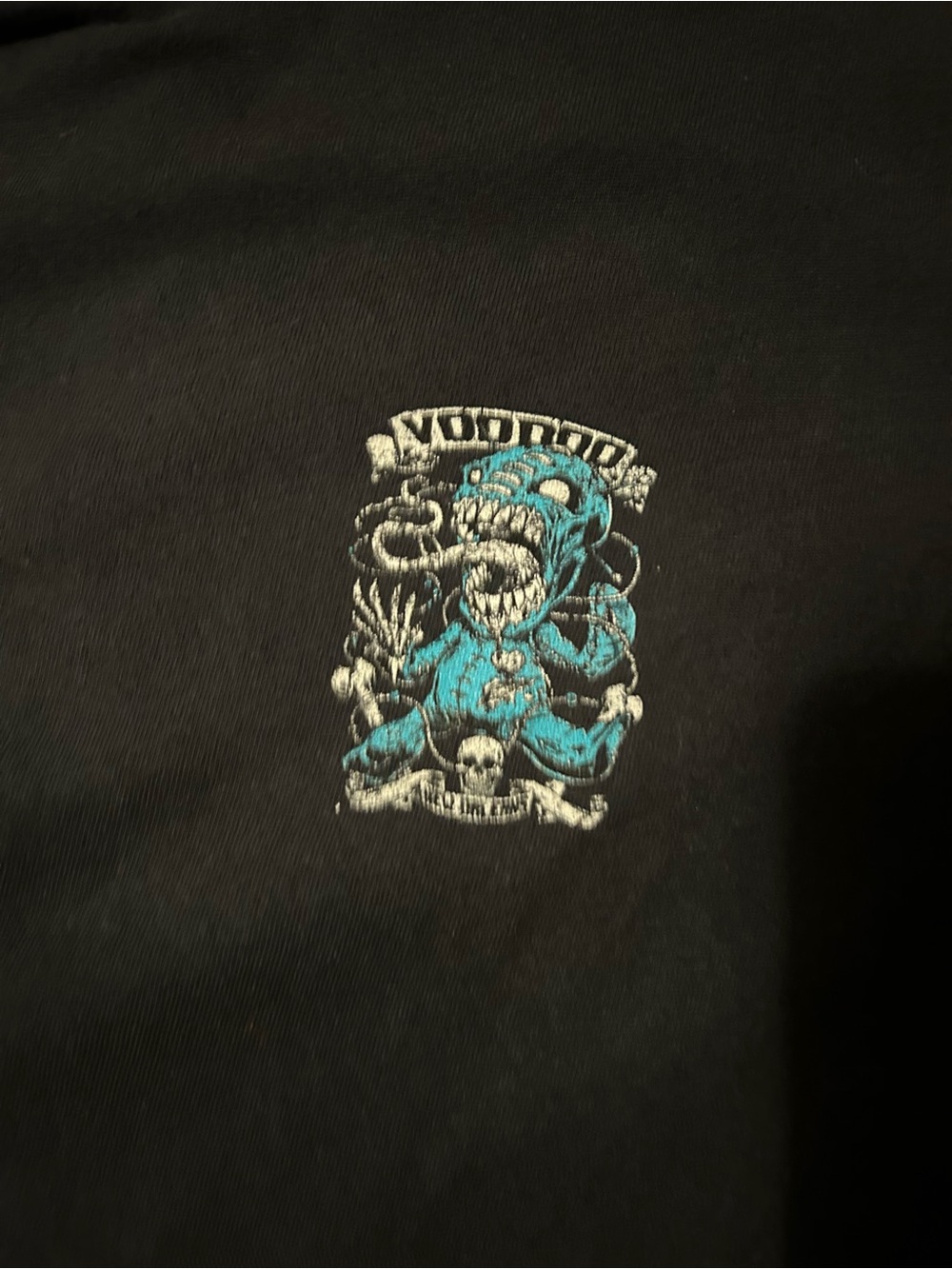 Comfort Colors Black Tee with Teal & Red Voodoo Graphic - Picture 4 of 5